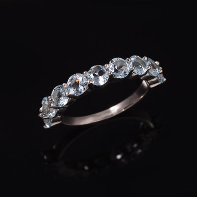 Aquamarine Half Eternity Ring