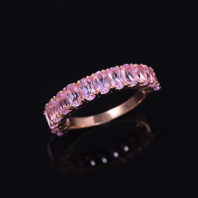 Lab Pink Sapphire Half Eternity Ring