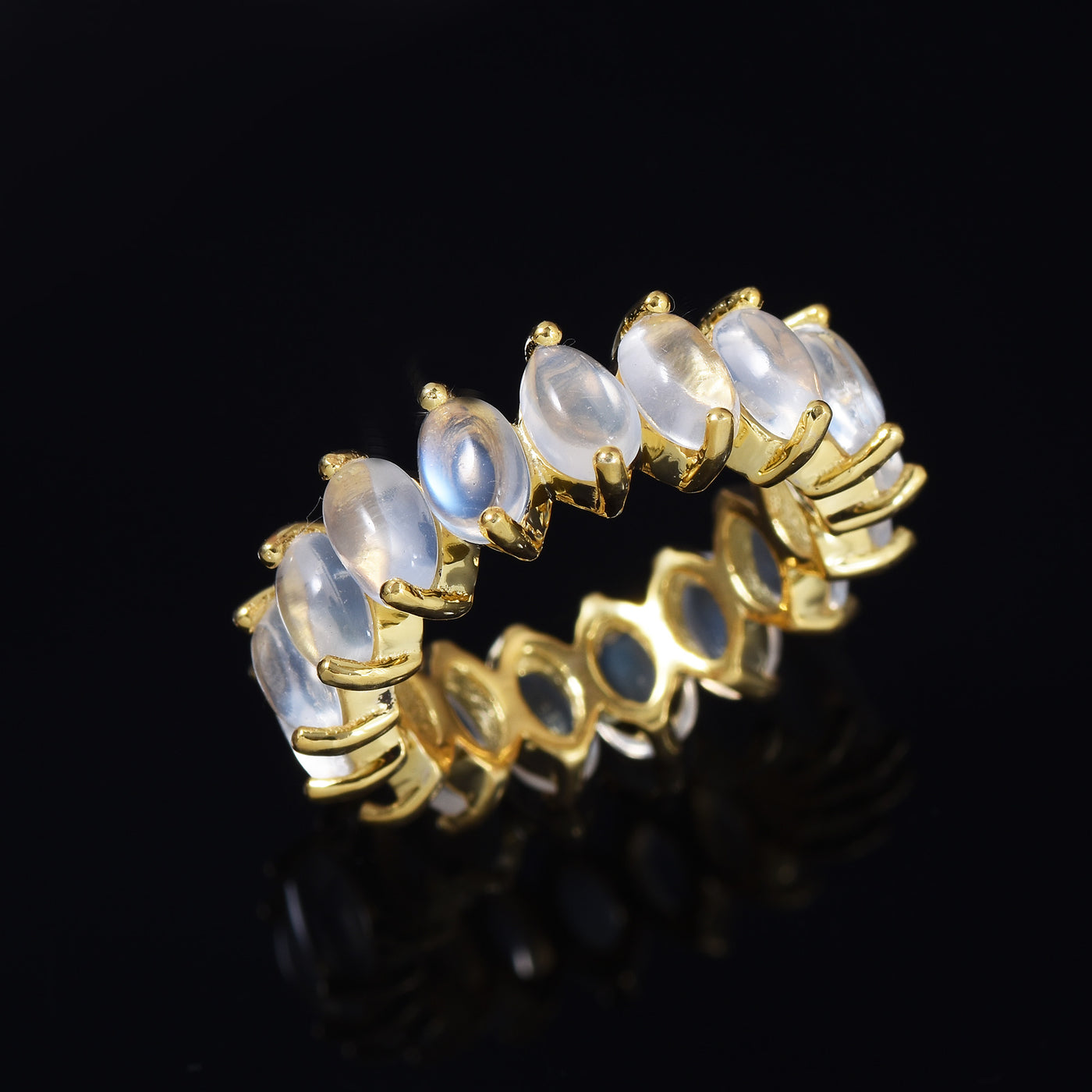 Rainbow moonstone Eternity Band Ring