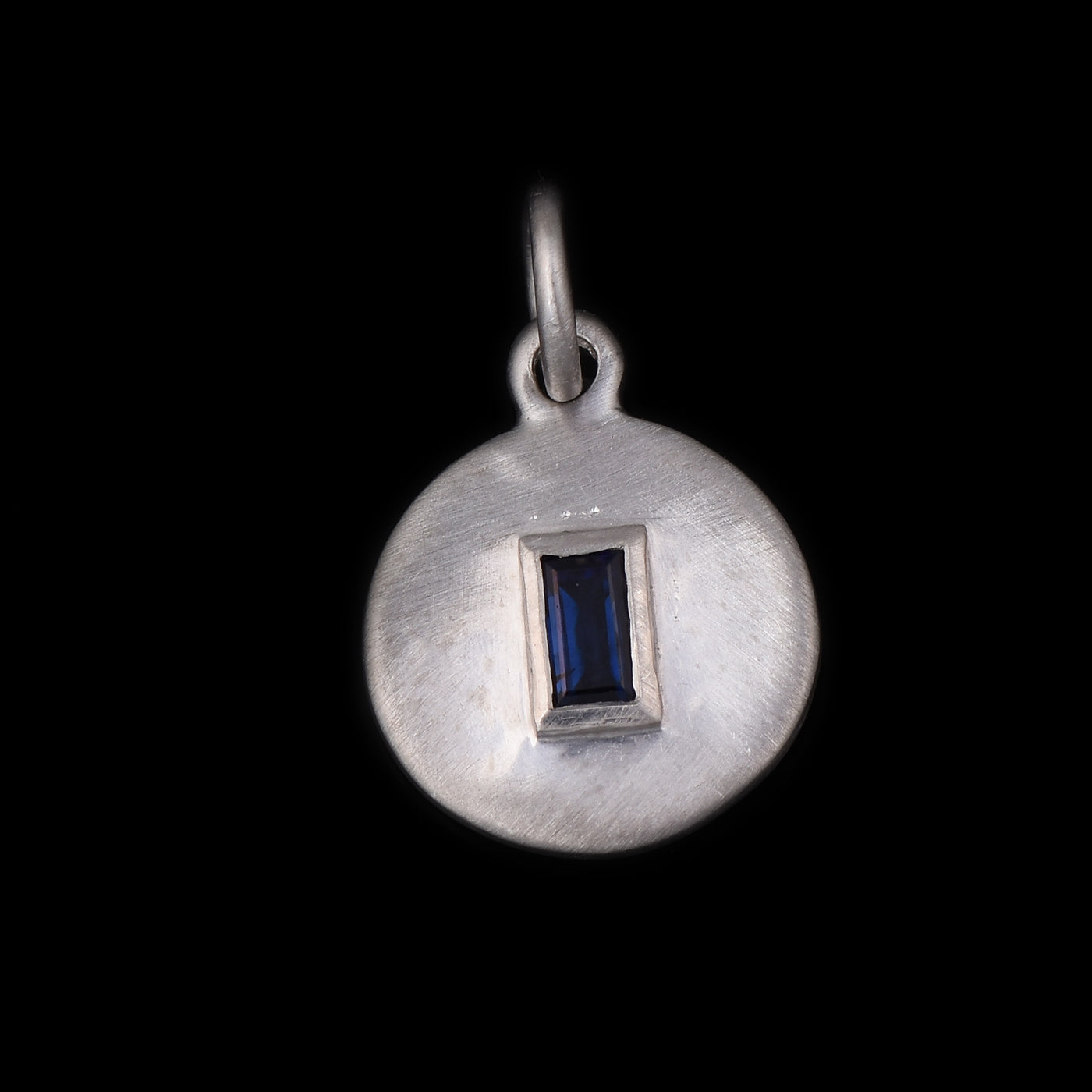 Blue Sapphire Round Disc Charm Pendant