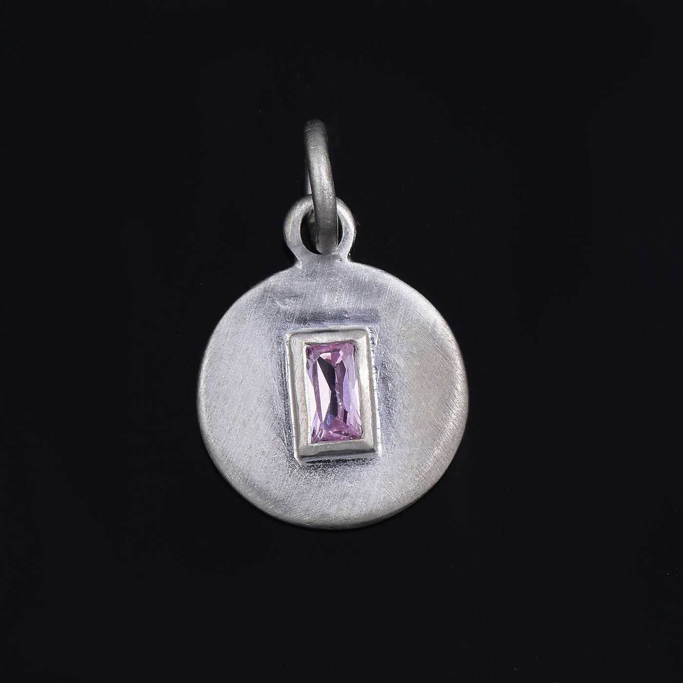 Lab Pink Sapphire Disc Charm Pendant