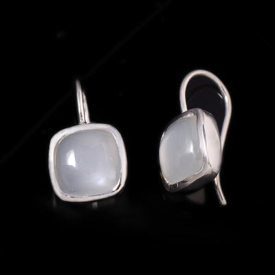 Moonstone Cushion Plain Earrings