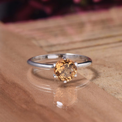 Solitaire Citrine Ring