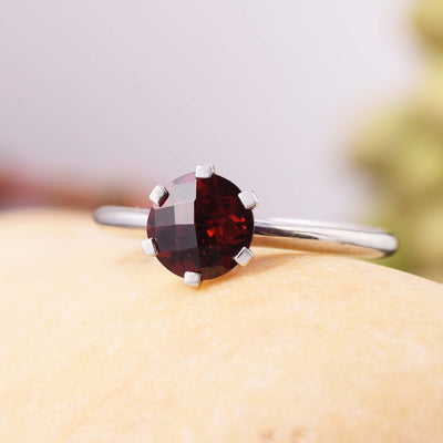 Solitaire Garnet Ring