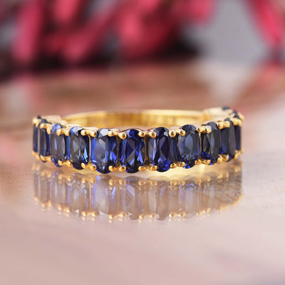 Lab Blue Sapphire Band Ring