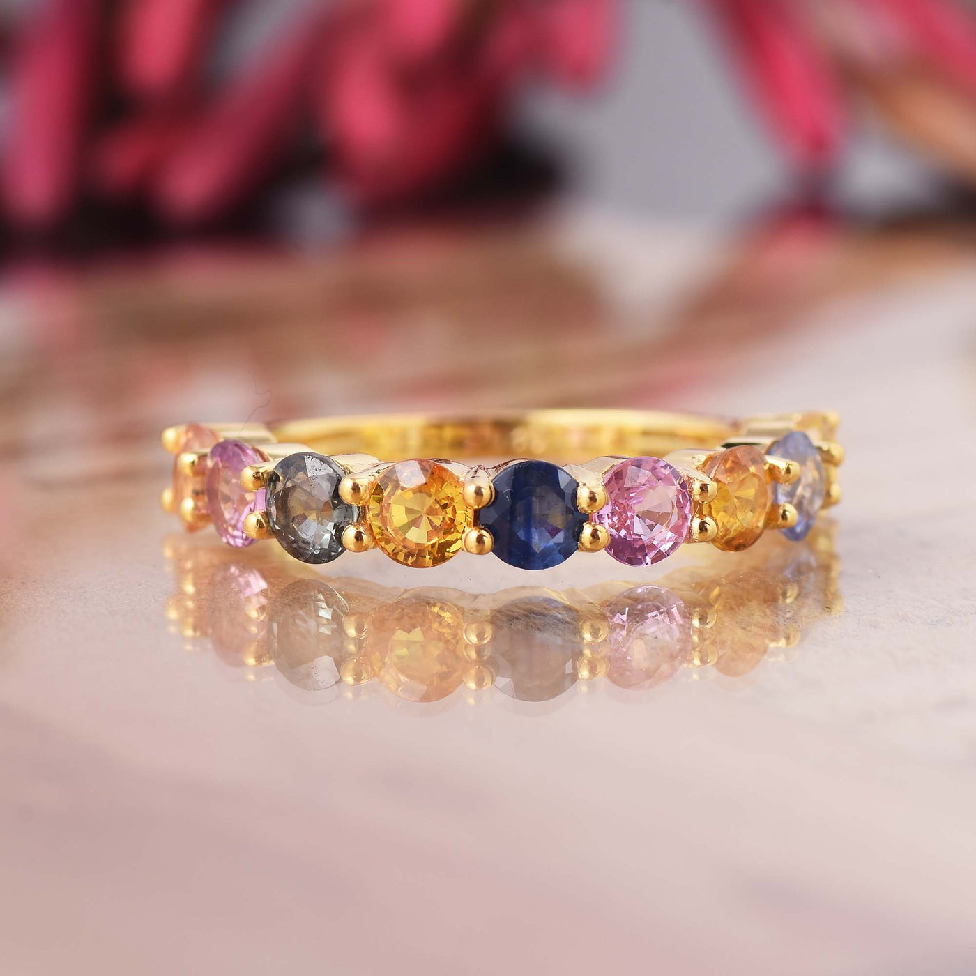 Multi Sapphire Half Eternity Ring