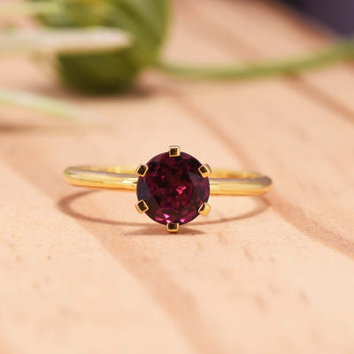 Solitaire Rhodolite Ring