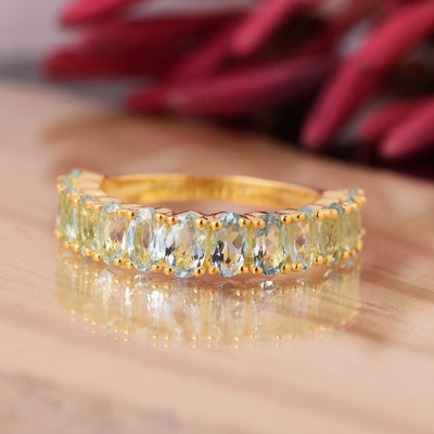 Aquamarine Half Eternity Ring