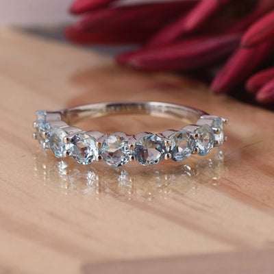 Aquamarine Half Eternity Ring