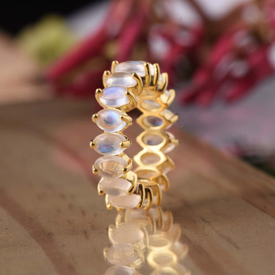 Rainbow moonstone Eternity Band Ring