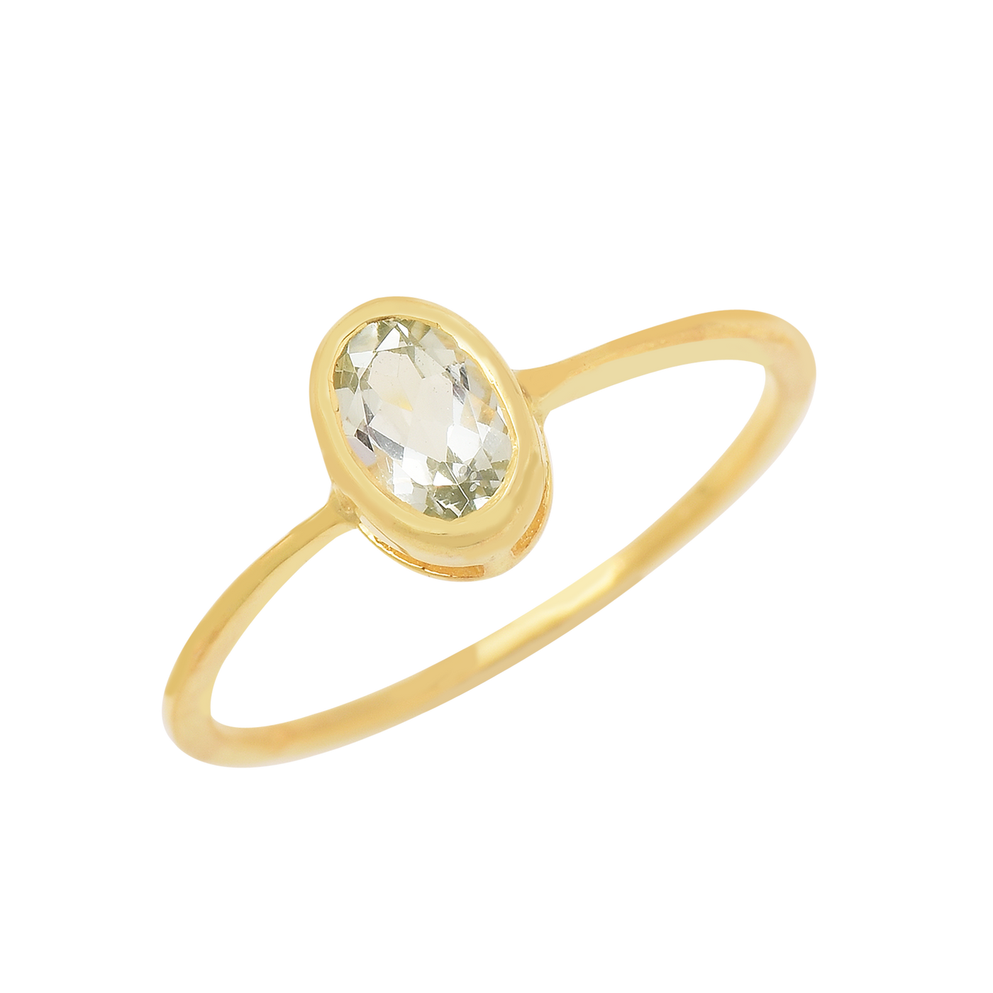 Solitaire Green Amethyst Engagement Ring