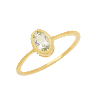 Solitaire Green Amethyst Engagement Ring